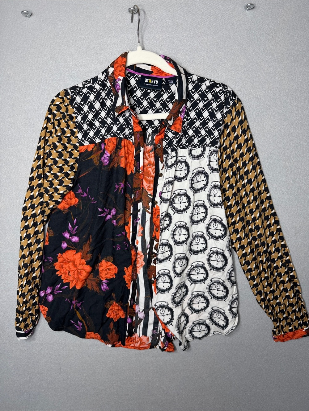 Maeve for Anthropologie unique -Print Button-Up Blouse